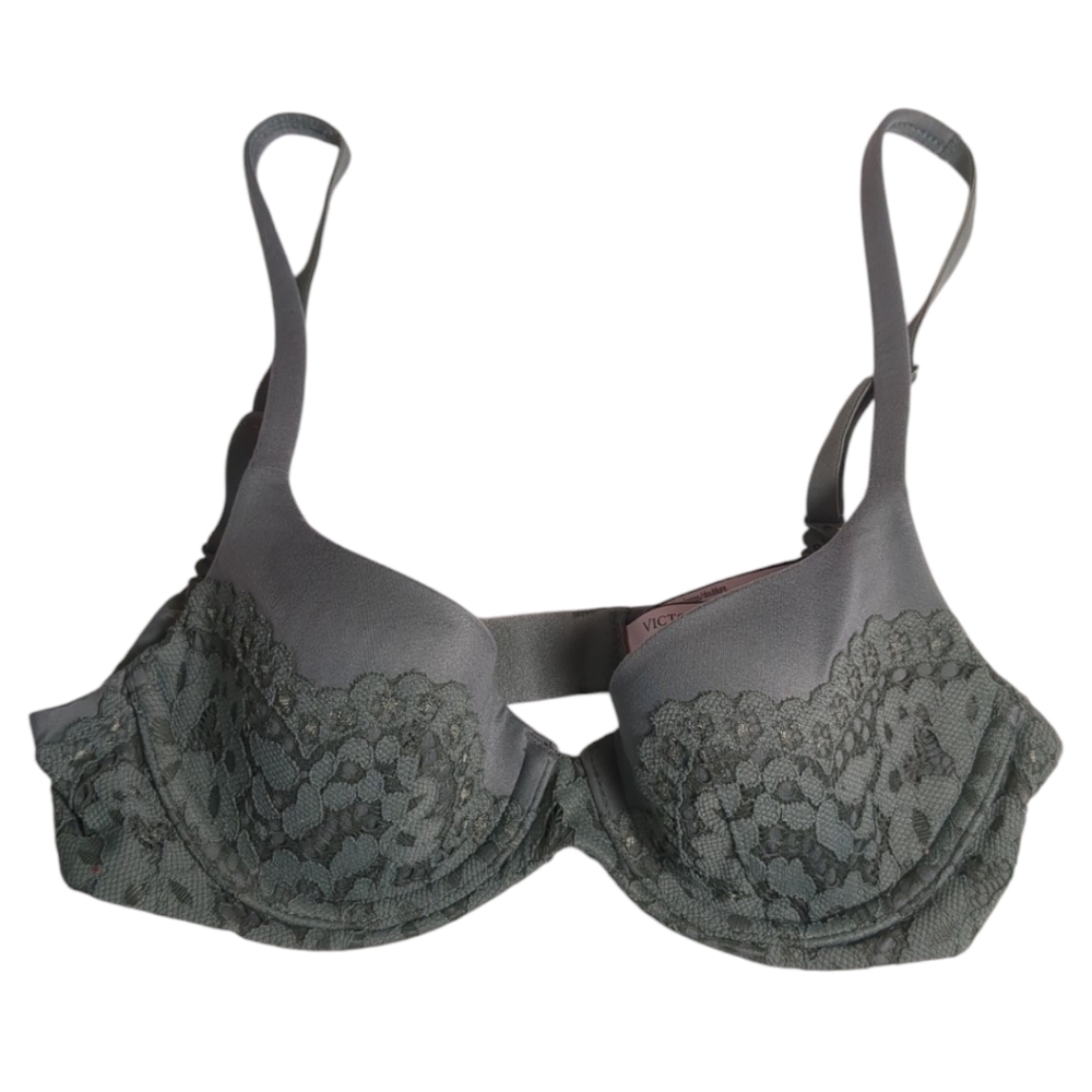 Victoria's Secret Body by Victoria Olive / Sage Green Lace Trim Bra Size 30 B